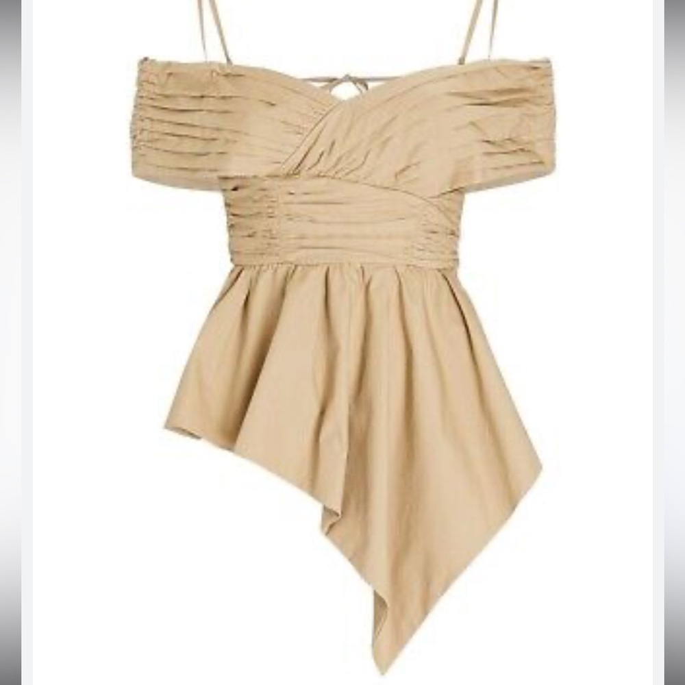 SELF-PORTRAIT Cotton Poplin Off Shoulder Structured Top